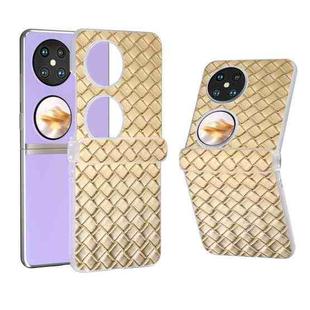 For Huawei Pocket 2 3 in 1 Woven Texture Frosted Translucent Frame PU Phone Case(Gold)
