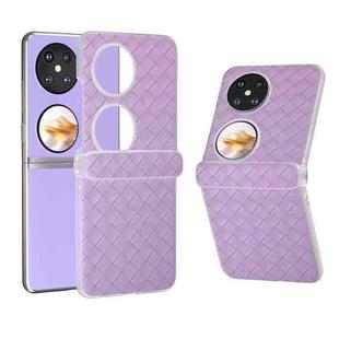 For Huawei Pocket 2 3 in 1 Woven Texture Frosted Translucent Frame PU Phone Case(Purple)