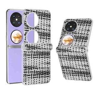 For Huawei Pocket 2 3 in 1 Colorful Rhombic Texture Frosted Translucent Frame PU Phone Case(Black White)