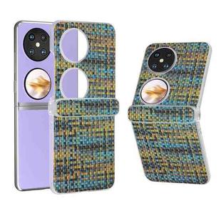 For Huawei Pocket 2 3 in 1 Colorful Rhombic Texture Frosted Translucent Frame PU Phone Case(Gold)