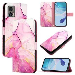 For Motorola Edge 30 Neo PT003 Marble Pattern Flip Leather Phone Case(Pink Purple Gold)