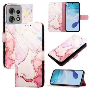 For Motorola Edge 50 Pro PT003 Marble Pattern Flip Leather Phone Case(Rose Gold)