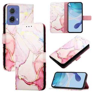 For Motorola Moto G85 PT003 Marble Pattern Flip Leather Phone Case(Rose Gold)