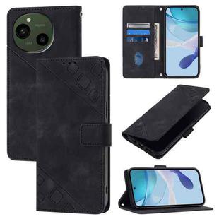 For Sharp Aquos R9 Skin Feel Embossed Leather Phone Case(Black)