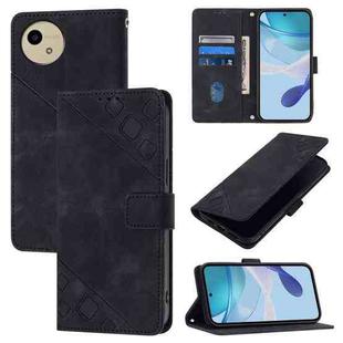 For Sharp Aquos Wish4 Skin Feel Embossed Leather Phone Case(Black)