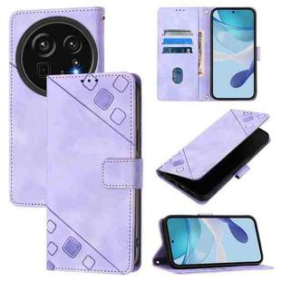 For Sharp Aquos R9 Pro Skin Feel Embossed Leather Phone Case(Light Purple)