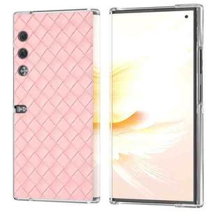 For Honor V Purse Woven Texture Transparent Frame PU Phone Case(Pink)