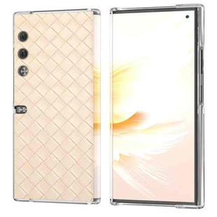 For Honor V Purse Woven Texture Transparent Frame PU Phone Case(Beige)