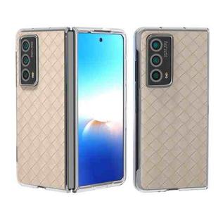 For Honor Magic Vs2 Woven Texture Transparent Frame PU Phone Case(Beige)