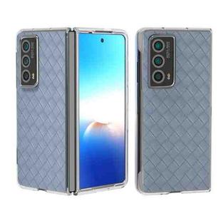 For Honor Magic Vs2 Woven Texture Transparent Frame PU Phone Case(Light Blue)
