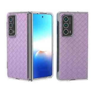 For Honor Magic Vs2 Woven Texture Transparent Frame PU Phone Case(Purple)