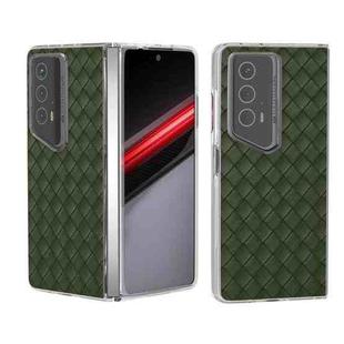 For Honor Magic V2 RSR Porsche Design Woven Texture Transparent Frame PU Phone Case(Green)