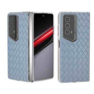 For Honor Magic V2 RSR Porsche Design Woven Texture Transparent Frame PU Phone Case(Light Blue)