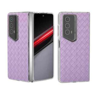 For Honor Magic V2 RSR Porsche Design Woven Texture Transparent Frame PU Phone Case(Purple)