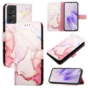 For TCL 40 SE PT003 Marble Pattern Flip Leather Phone Case(Rose Gold)