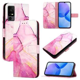 For TCL 40R 5G PT003 Marble Pattern Flip Leather Phone Case(Pink Purple Gold)