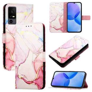 For TCL 40R 5G PT003 Marble Pattern Flip Leather Phone Case(Rose Gold)