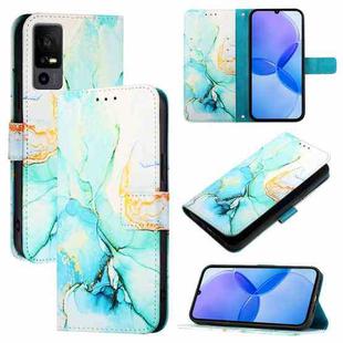 For TCL 40R 5G PT003 Marble Pattern Flip Leather Phone Case(Green)
