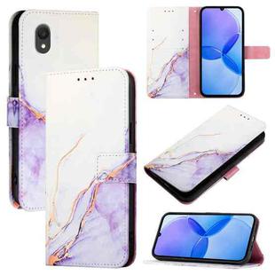 For TCL 201 PT003 Marble Pattern Flip Leather Phone Case(White Purple)