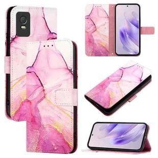 For TCL 403 PT003 Marble Pattern Flip Leather Phone Case(Pink Purple Gold)