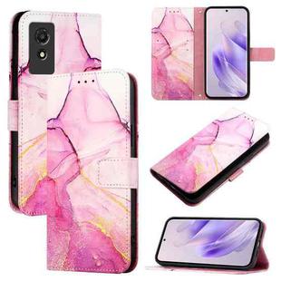 For TCL 501 PT003 Marble Pattern Flip Leather Phone Case(Pink Purple Gold)