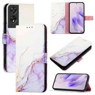 For TCL 505 PT003 Marble Pattern Flip Leather Phone Case(White Purple)