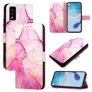 For TCL 30T T603DL PT003 Marble Pattern Flip Leather Phone Case(Pink Purple Gold)