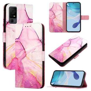 For TCL 40 XL / TCL 40 T T608DL PT003 Marble Pattern Flip Leather Phone Case(Pink Purple Gold)