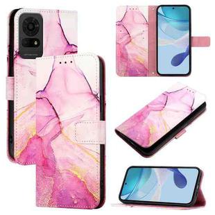 For TCL 50 LE PT003 Marble Pattern Flip Leather Phone Case(Pink Purple Gold)