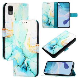 For TCL 30Z T602DL PT003 Marble Pattern Flip Leather Phone Case(Green)