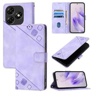 For Itel P55 4G Skin Feel Embossed Leather Phone Case(Light Purple)