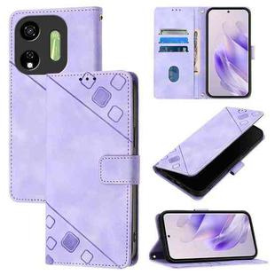 For Itel P55 5G Skin Feel Embossed Leather Phone Case(Light Purple)