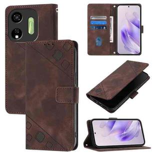 For Itel P55 5G Skin Feel Embossed Leather Phone Case(Brown)