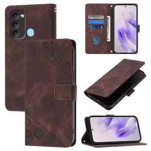 For Itel S17 / Vision 3 Skin Feel Embossed Leather Phone Case(Brown)