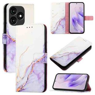 For itel A70 PT003 Marble Pattern Flip Leather Phone Case(White Purple)