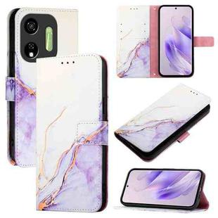 For itel P55 5G PT003 Marble Pattern Flip Leather Phone Case(White Purple)