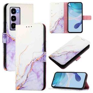 For itel City 100 PT003 Marble Pattern Flip Leather Phone Case(White Purple)