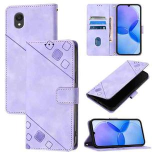 For TCL 201 Skin Feel Embossed Leather Phone Case(Light Purple)