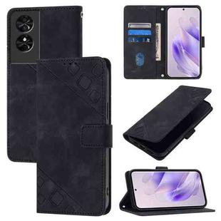 For TCL 50 SE Skin Feel Embossed Leather Phone Case(Black)