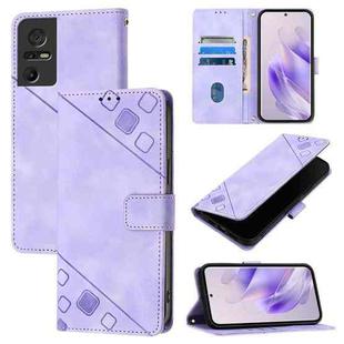 For TCL 40 SE Skin Feel Embossed Leather Phone Case(Light Purple)