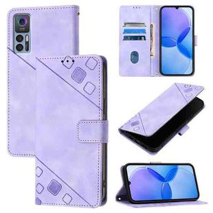 For TCL 30 5G Skin Feel Embossed Leather Phone Case(Light Purple)