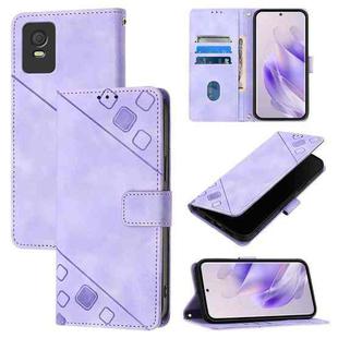 For TCL 403 Skin Feel Embossed Leather Phone Case(Light Purple)