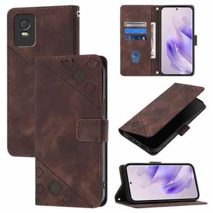 For TCL 403 Skin Feel Embossed Leather Phone Case(Brown)