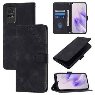 For TCL 405 / 406 / 408 Skin Feel Embossed Leather Phone Case(Black)