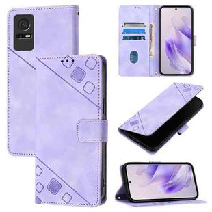 For TCL 405 / 406 / 408 Skin Feel Embossed Leather Phone Case(Light Purple)