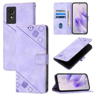 For TCL 501 Skin Feel Embossed Leather Phone Case(Light Purple)