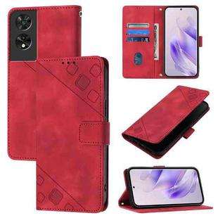 For TCL 505 Skin Feel Embossed Leather Phone Case(Red)