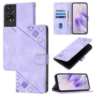 For TCL 505 Skin Feel Embossed Leather Phone Case(Light Purple)