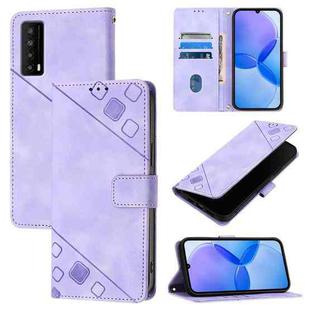 For TCL Stylus 5G Skin Feel Embossed Leather Phone Case(Light Purple)
