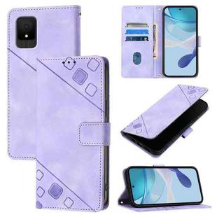 For TCL 502 Skin Feel Embossed Leather Phone Case(Light Purple)